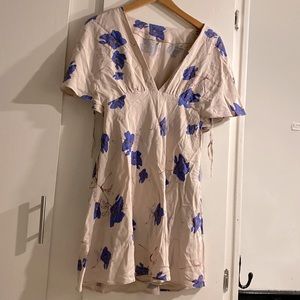 Free People nude and blue floral print spring/ summer dress